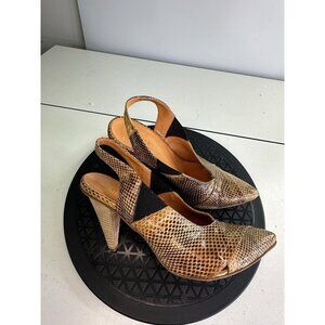 Latitude Femme Leather Snake Embossed Brown Heel Shoes Size 36 / 6
